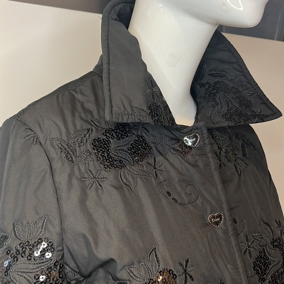 Christian Dior Sz 8 Lightly Quilted Beaded Snap Closure Blazer Jacket - Picture 3 of 12